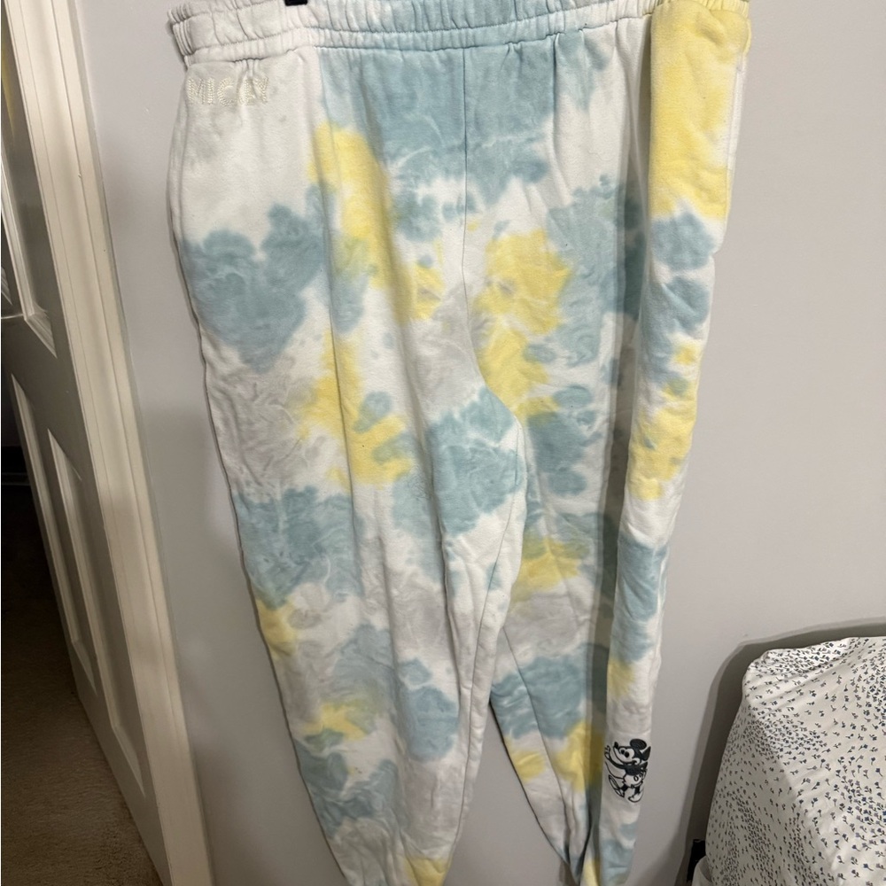 Disney Blue and Yellow Joggers with Tie-Dye Design